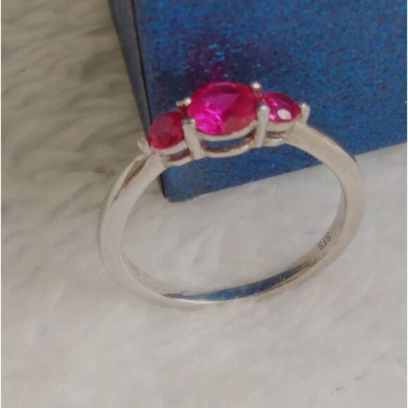 Lab Created Ruby Ring in Platinum Over Sterling Silver (Size 7) 0.69 ctw - Picture 1 of 4